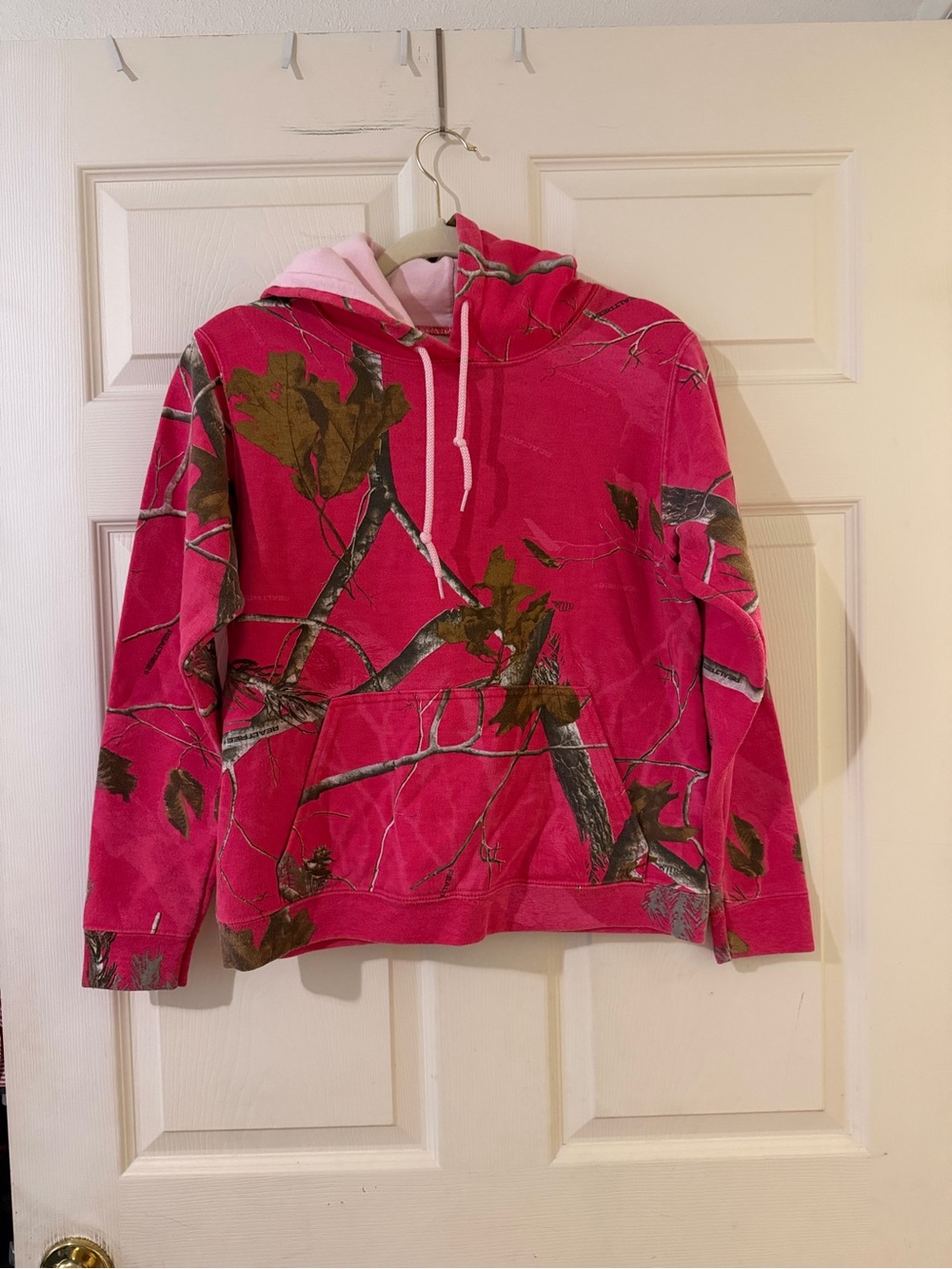 Real Tree Pink Camo Hoodie with Oak Leaf Print